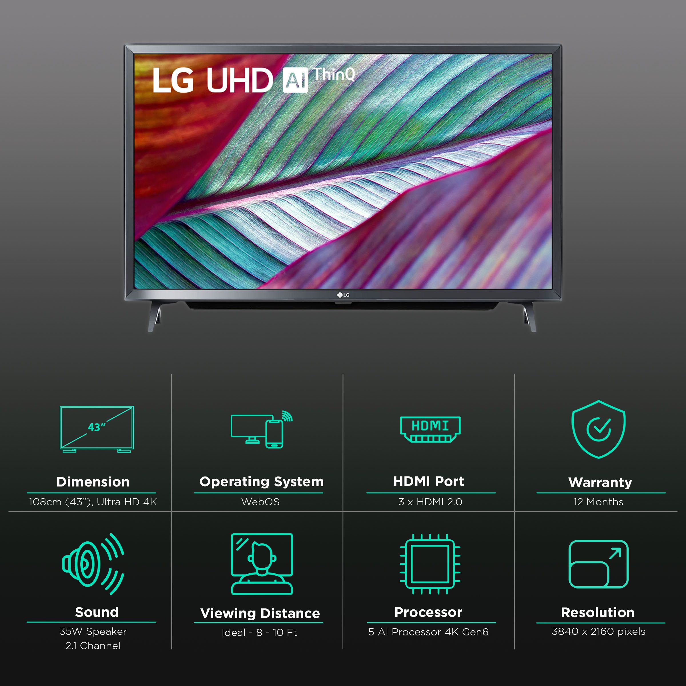 Buy LG UR77 108 Cm 43 Inch 4K Ultra HD LED WebOS TV With AI Processor buy-lg-ur77-108-cm-43-inch-4k-ultra-hd-led-webos-tv-with-ai-processor